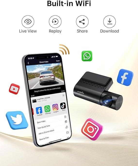 Arpha A14 1CH Dash Cam 4K with Voice Control 24H Parking Mode