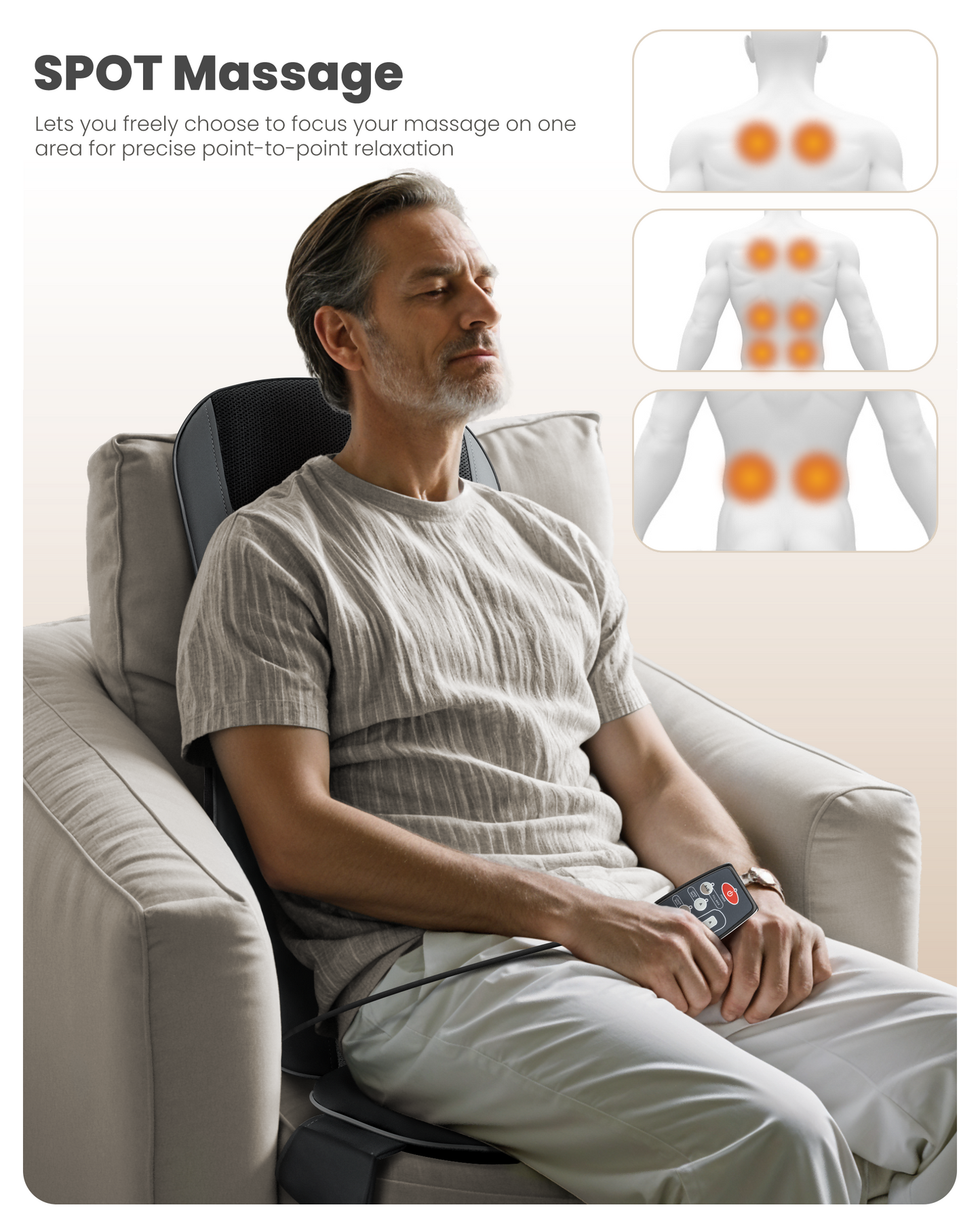 Comfier Back Massager with Heat, Full Back Massager for Chair with 2 Shiatsu Speeds, Heated Chair Massage Pad with Spot ,Massage Seat Pad for Home Office use CF-2405