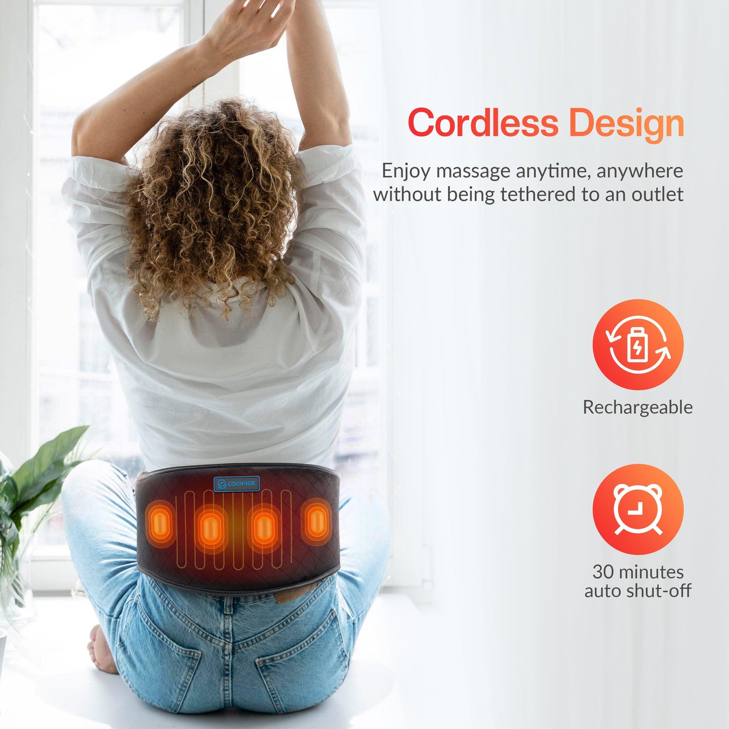 وسادة تدفئة لاسلكية من كومفير لتخفيف آلام الظهر مع حرارة CF-6006C-CA