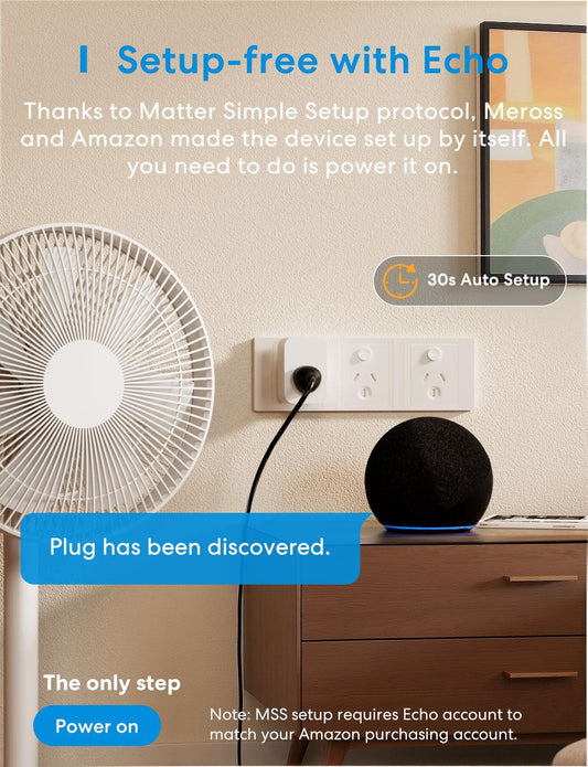 Meross Matter Smart Plug with Energy Monitor, MSS315MA, 2-Pack (AU Version)