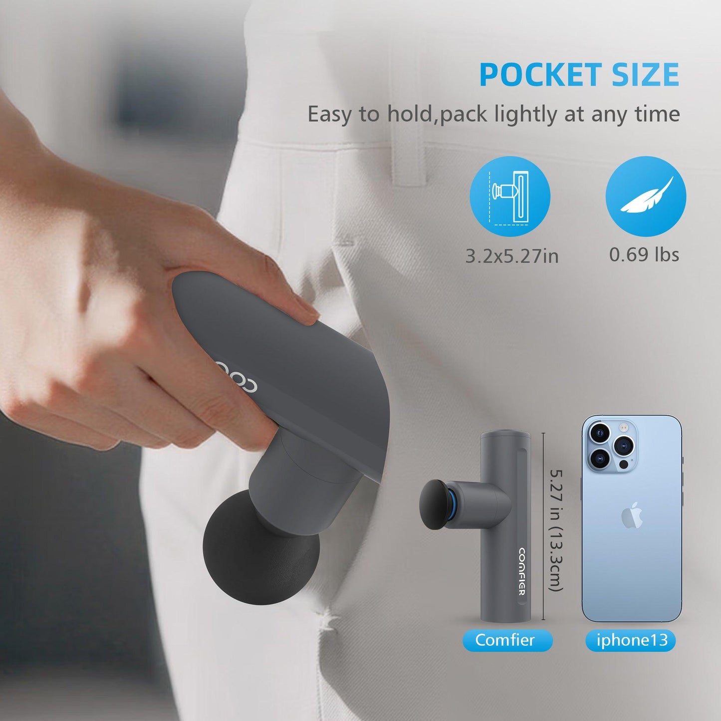 Comfier Mini Massage Gun,Upgrade Pocket Sized Percussion Muscle Massager Gun CF-4910