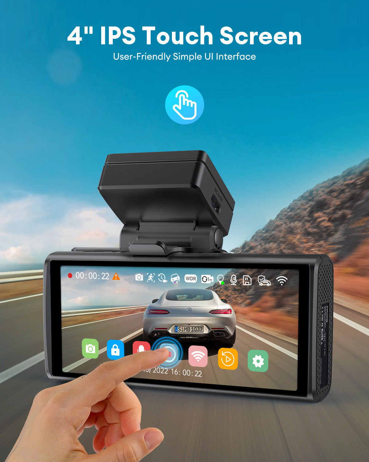 AZDOME M580 2CH Dash Cam 5K with 4" Touch Screen IR Night Vision 24H Parking Mode