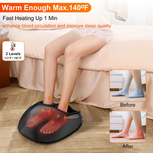 Comfier Foot Massager Machine with Heat, Shiatsu, Keading Rolling Compression Feet Massager CF-5003-EU