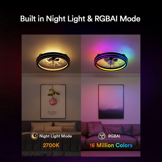 Lumary Smart LED  Fan with Night Light Black