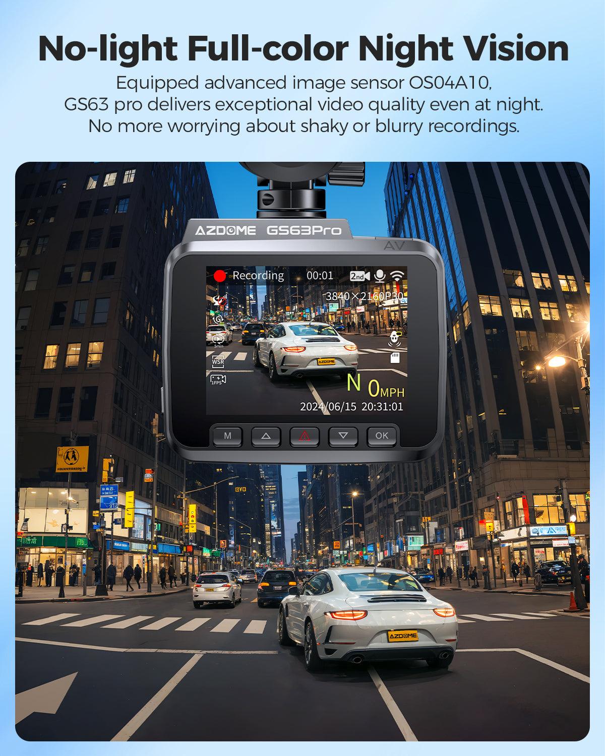 AZDOME GS63 Pro 2CH Dash Cam 4K with No-Light Full-Color Night Vision