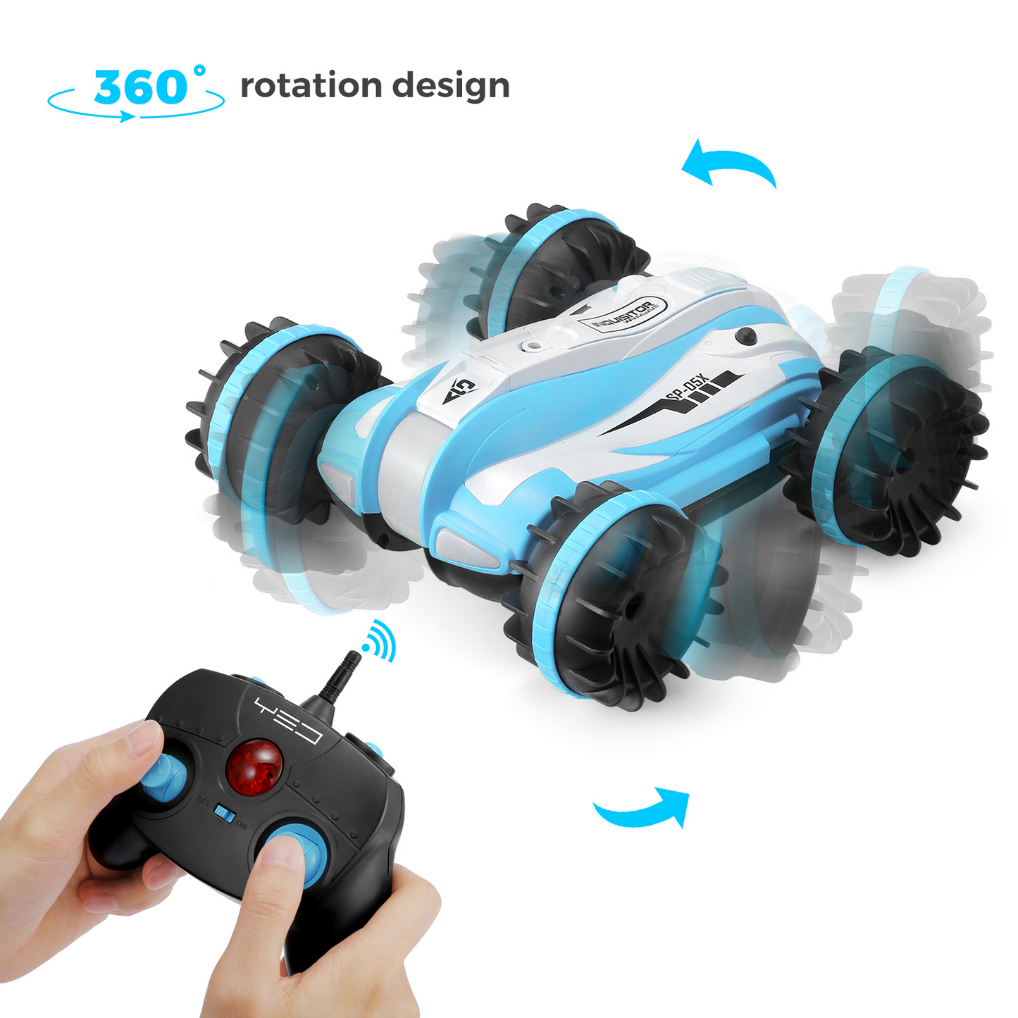 Amphibious RC Car 6-Channel 1:12 LED Light 360° Rotation Stunt Car Toys Gift