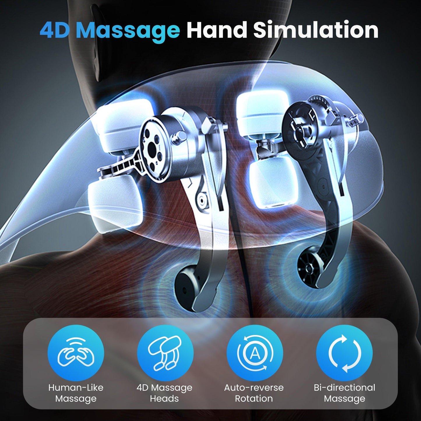 Shiatsu Neck and Shoulder Massager, 4D Deep Kneading Cordless Neck and Back Massager with Heat and Vibration CF-6811EU