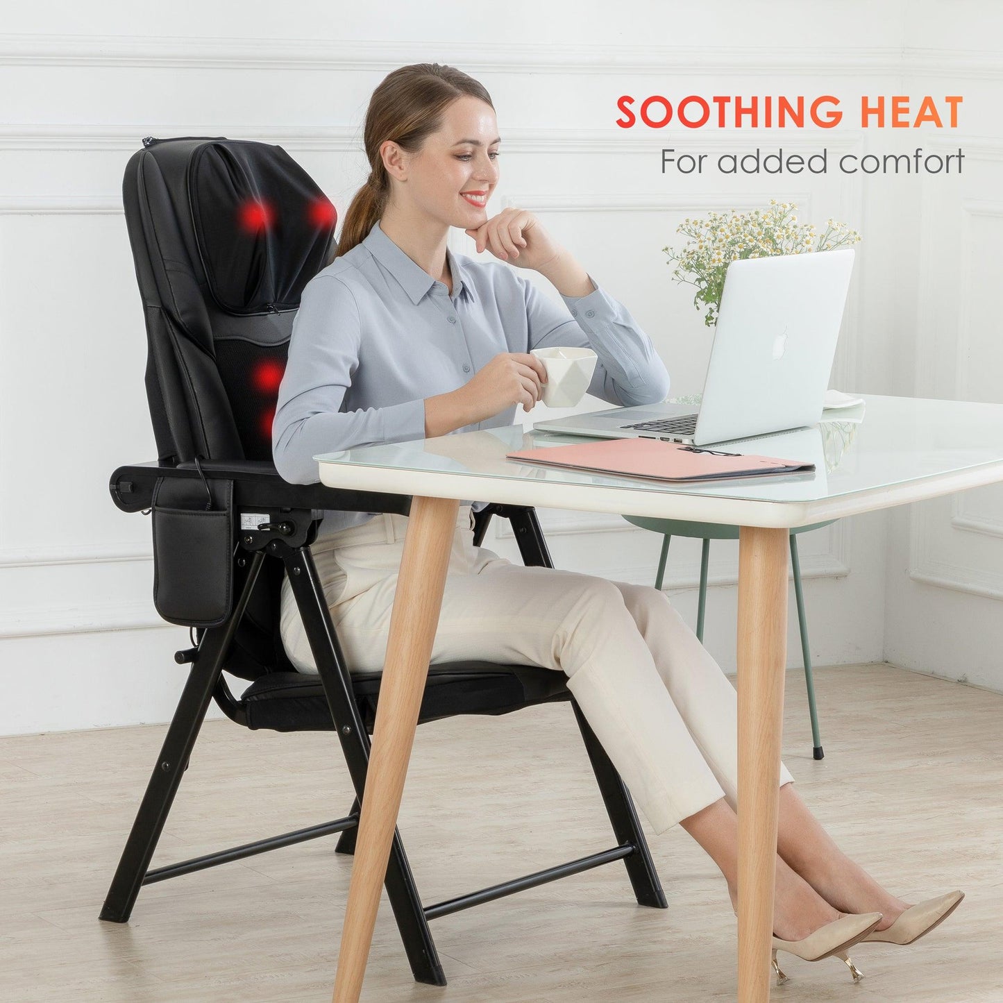 Comfier Portable Folding Massage Chair-Shiatsu Neck and Back Massager with Heat CF-9202