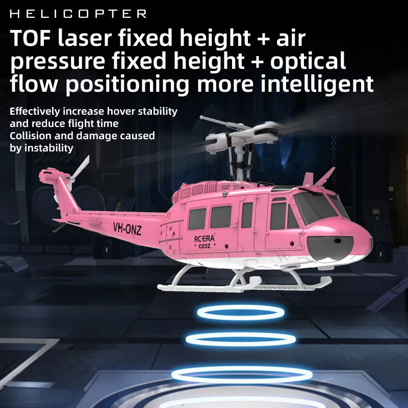 RCERA C032 UH-1 Huey RC Helicopter 6CH 1/48 6-axis Gyro Barometer Altitude Determination Optical Flow Positioning TOF Laser Radar Aerobatic Helicopter