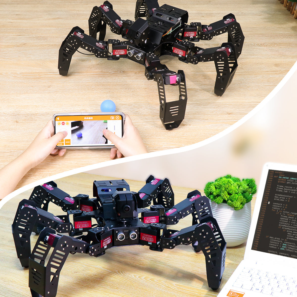 Hiwonder STEM Education Python Programming AI Intelligent Visual Hexapod Robot Powered by Raspberry Pi 4B 4GB
