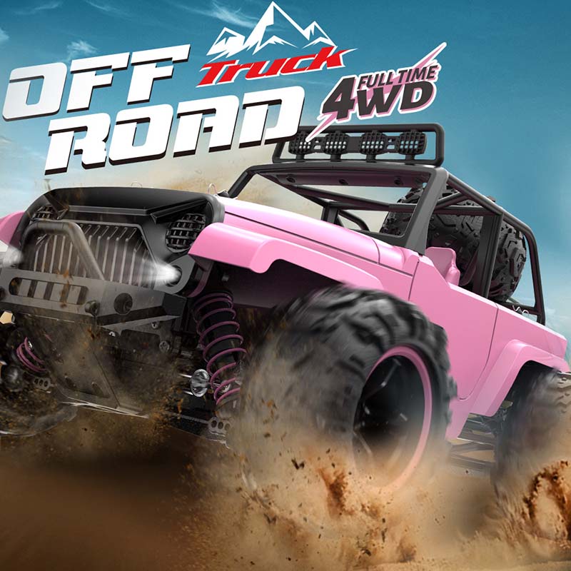Coche RC rosa a escala 1:18, coche todoterreno de alta velocidad, escalada, 4x4, coche RC de deriva impermeable