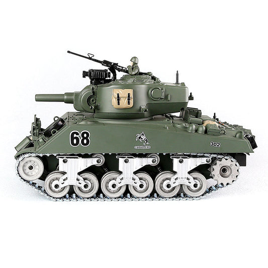 Tanque RC americano M4A3 ZY 828 PRO 1:18, coche RC, pista de metal, ruedas de carretera de metal, carga eléctrica, coche de batalla RC, juguete
