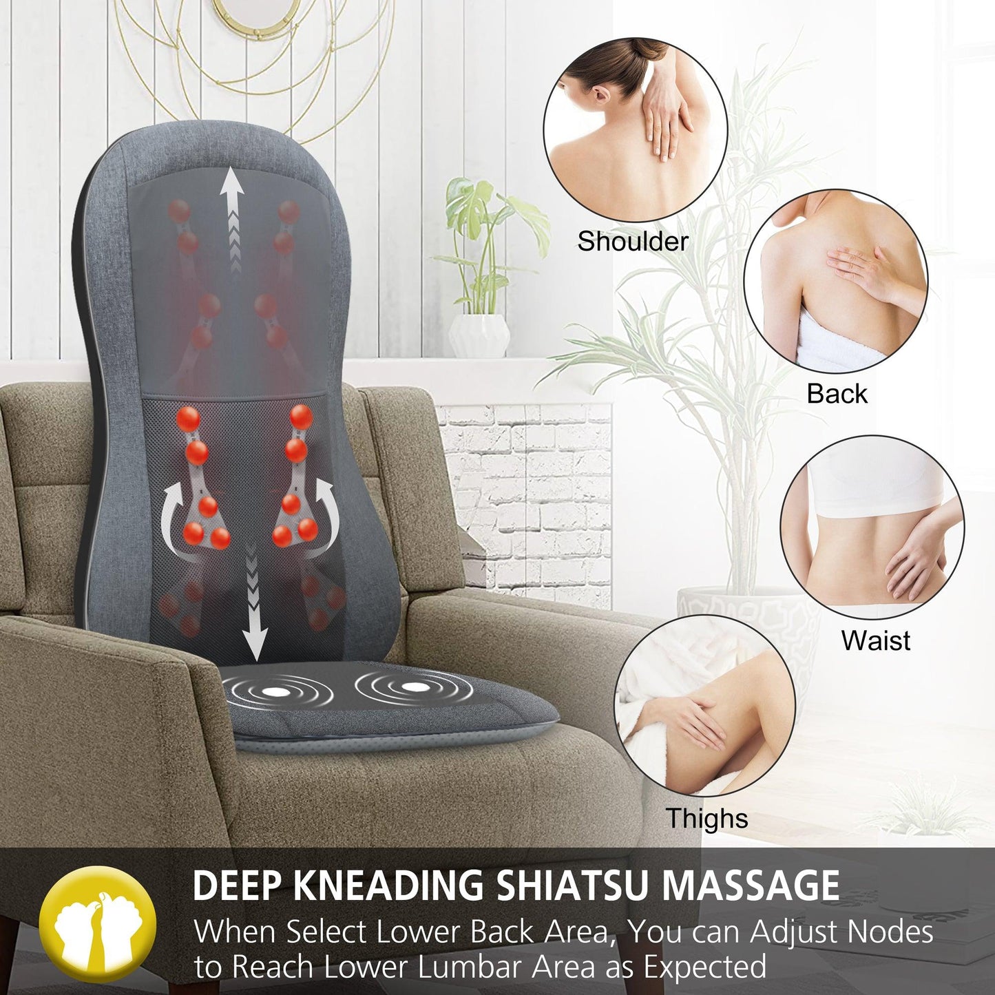 Comfier 2D/3D Shiatsu Full Back Massage Seat Cushion with Heat CF-2913