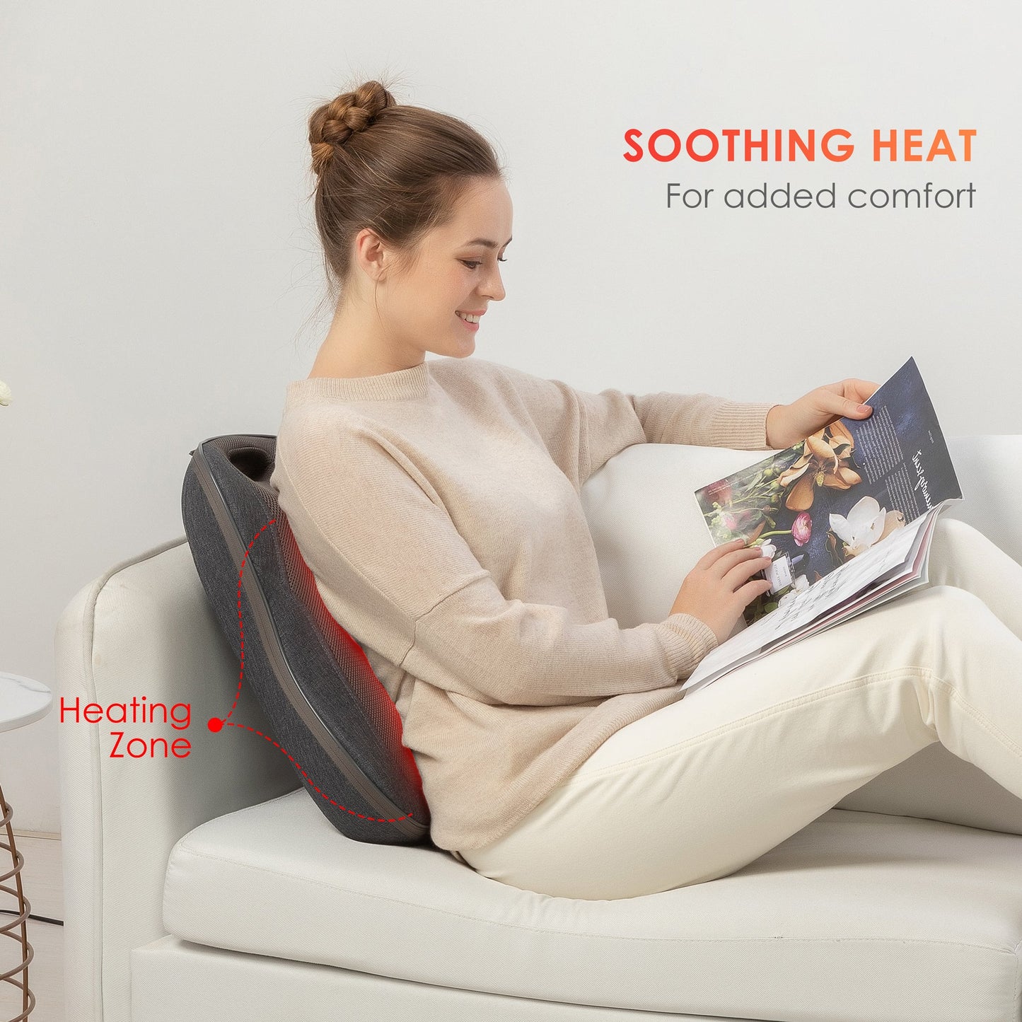 Comfier Cordless Back Massager with Heat, Rechargeable Shiatsu Massage Chair Pad CF-1902C-CA