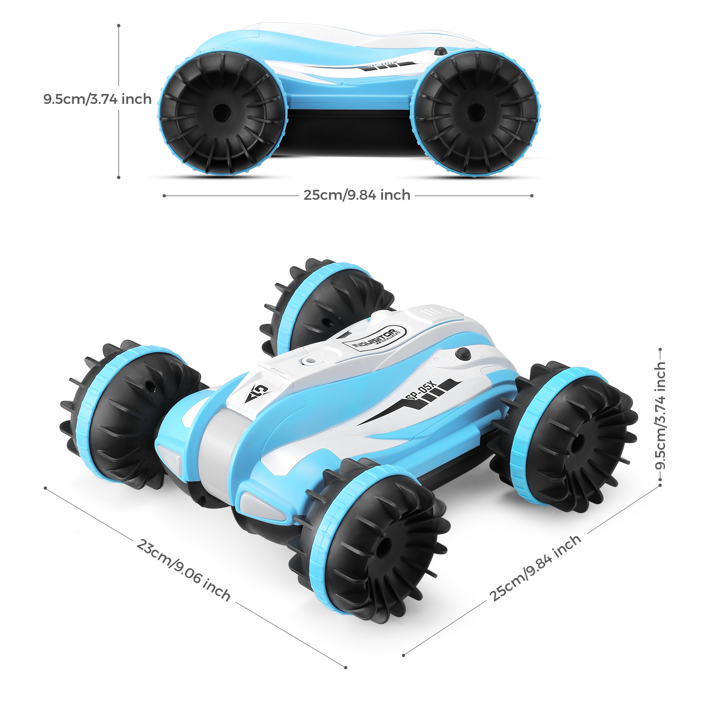 Amphibious RC Car 6-Channel 1:12 LED Light 360° Rotation Stunt Car Toys Gift