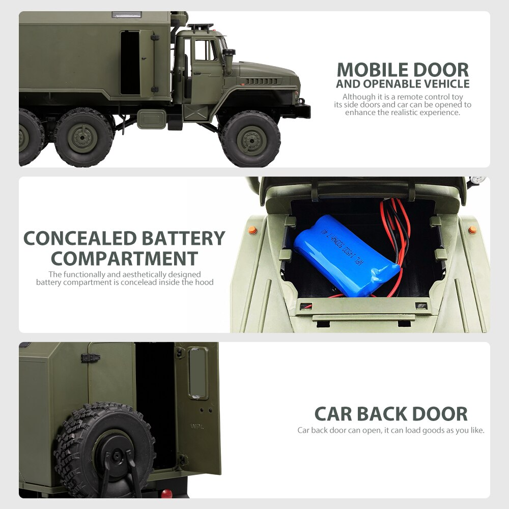 Rc Car Military Truck WPL B36 Ural 1/16 2.4G 6WD Rock Crawler Command Communication Vehicle RTR Toy