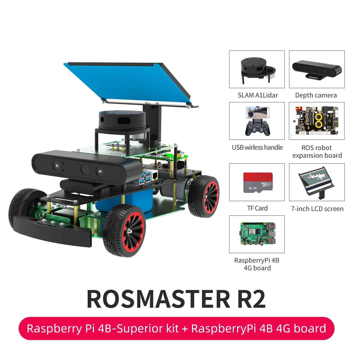 ROSMASTER R2 ROS STEM Education Python Programming Robot with Ackermann structure for Jetson NANO 4GB/Xavier NX/TX2 NX/RPi 4B