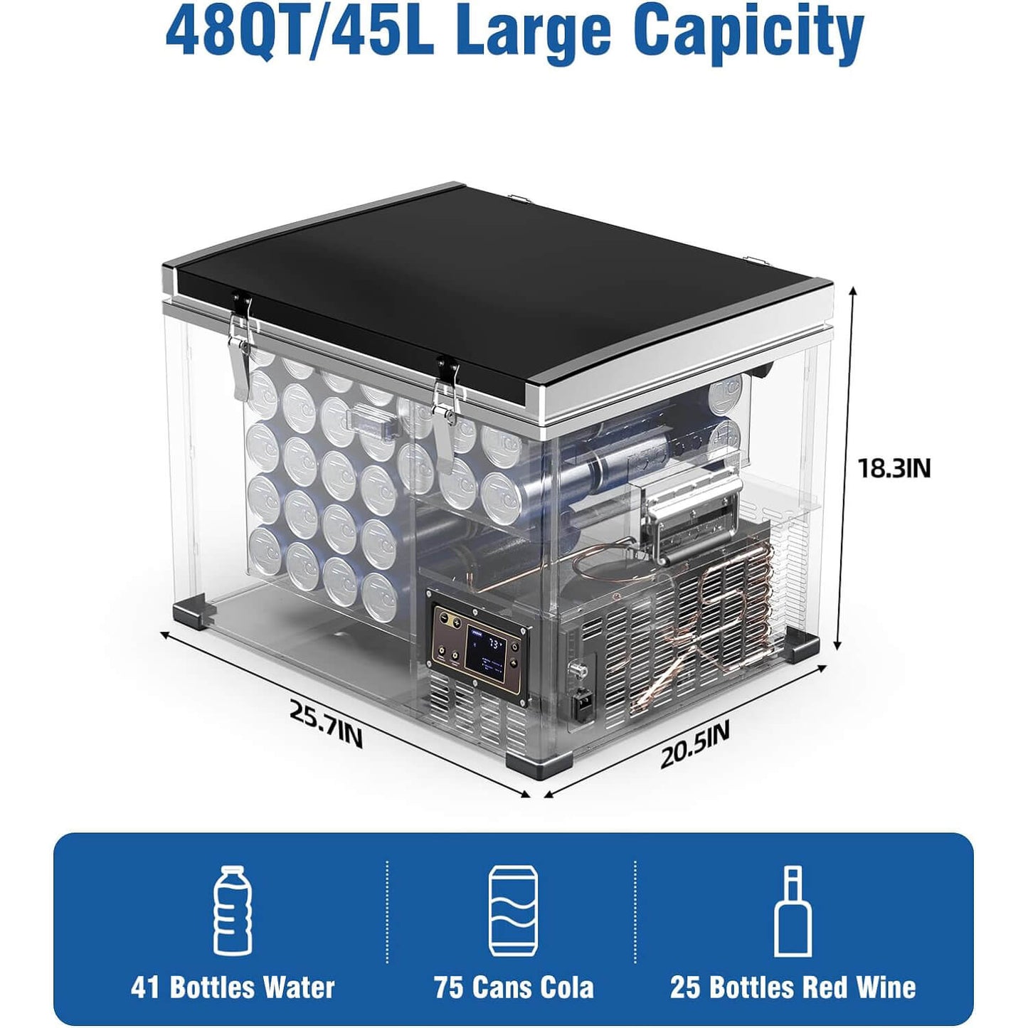 BODEGAcooler Portable Refridgerator 48Qt/45L with a Basket