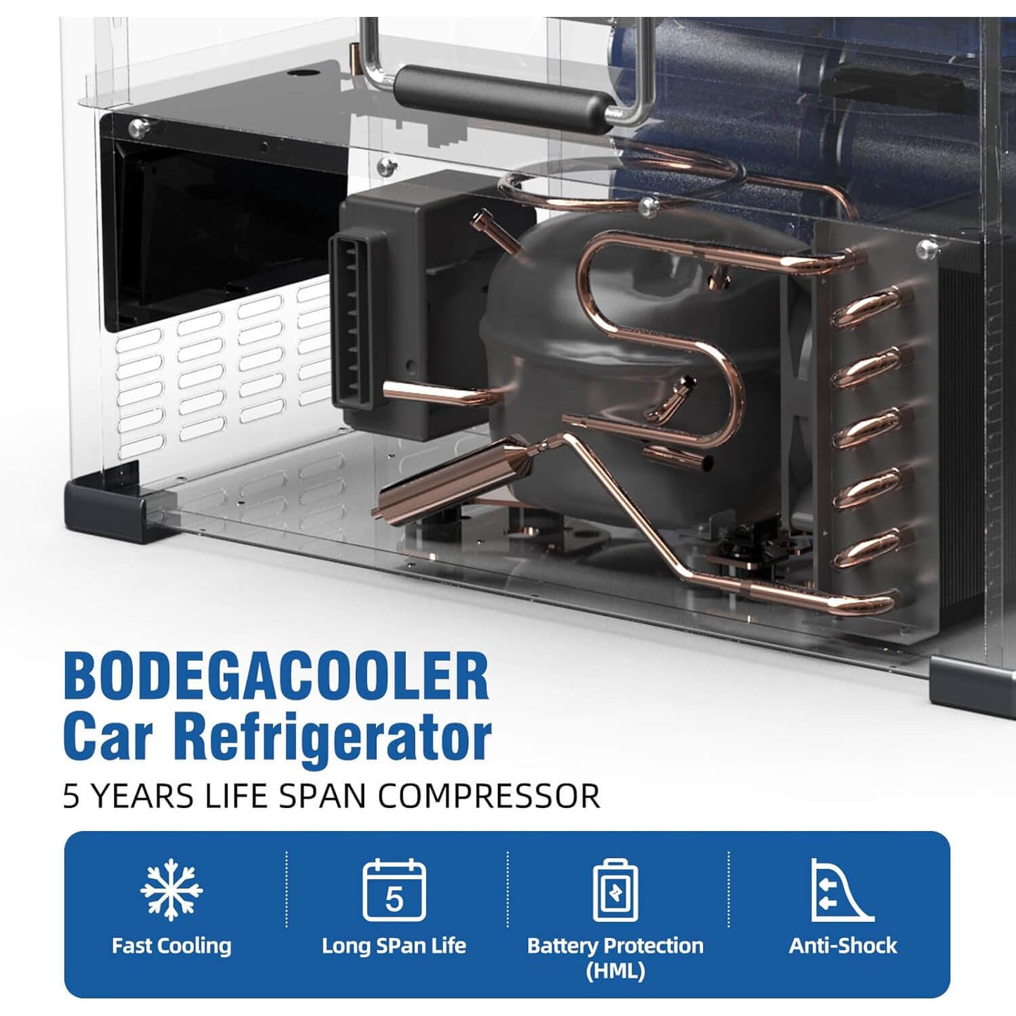 BODEGAcooler Portable Refridgerator 48Qt/45L with a Basket