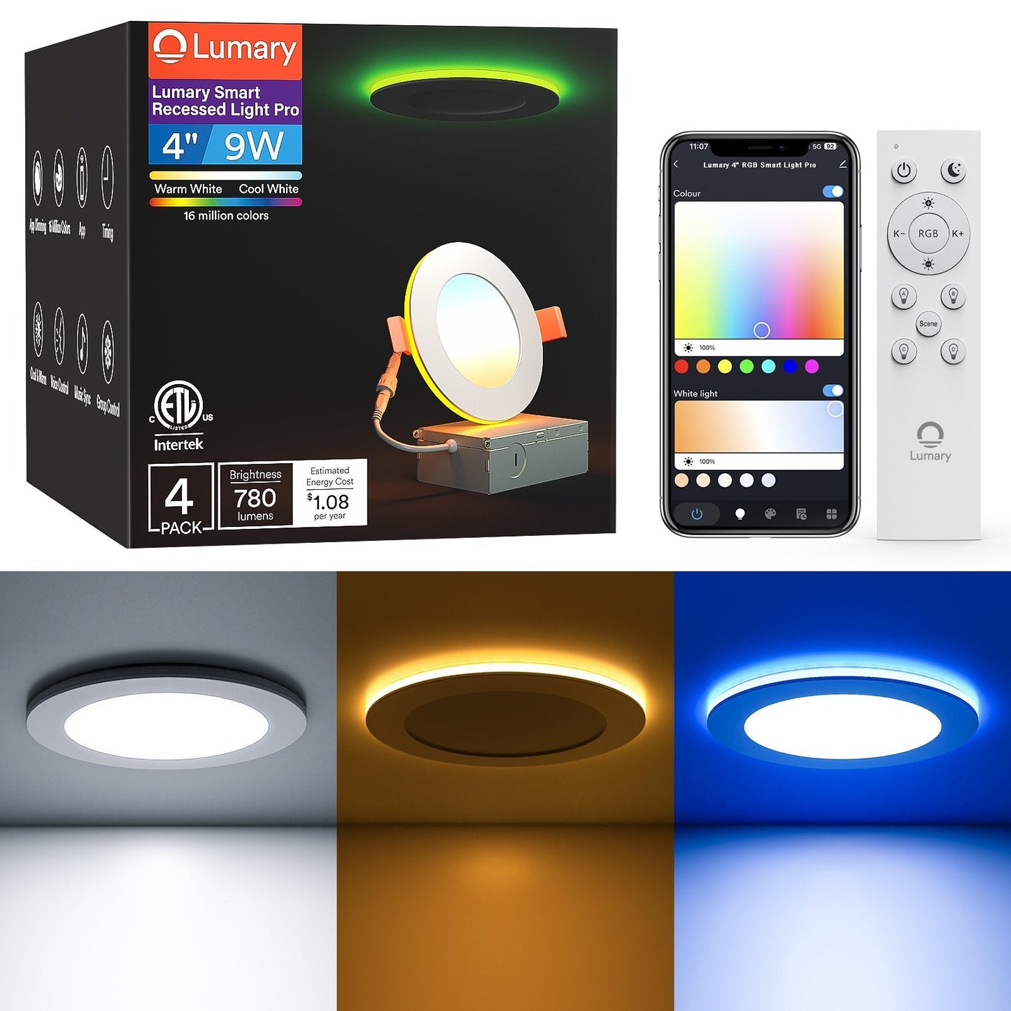 Lumary Smart Recessed Light Pro 4 Inch