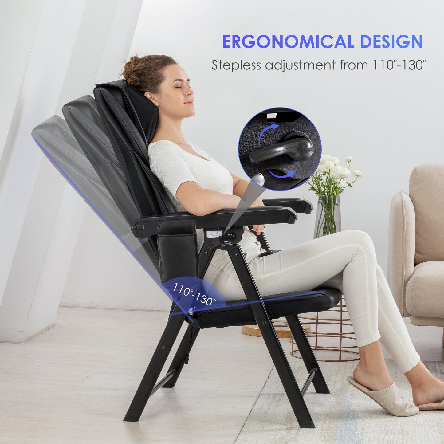 Comfier Portable Folding Massage Chair-Shiatsu Neck and Back Massager with Heat CF-9202