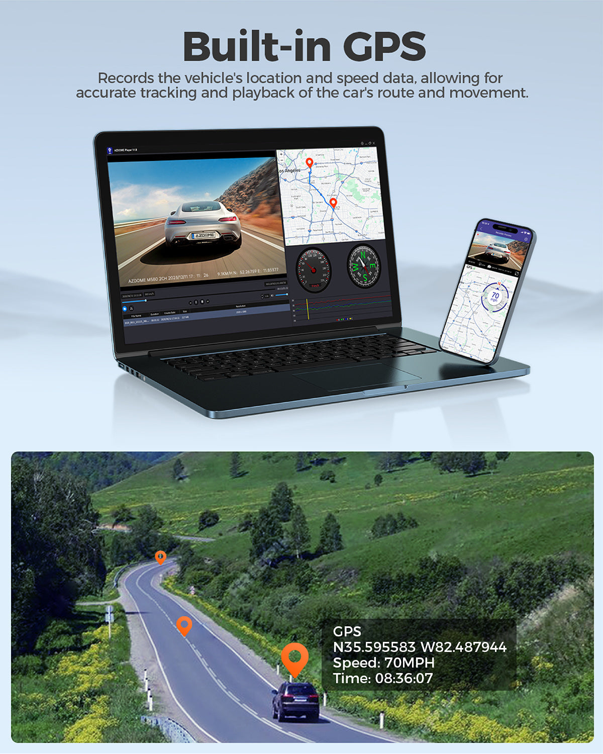 AZDOME M580 2CH Dash Cam 5K with 4" Touch Screen IR Night Vision 24H Parking Mode