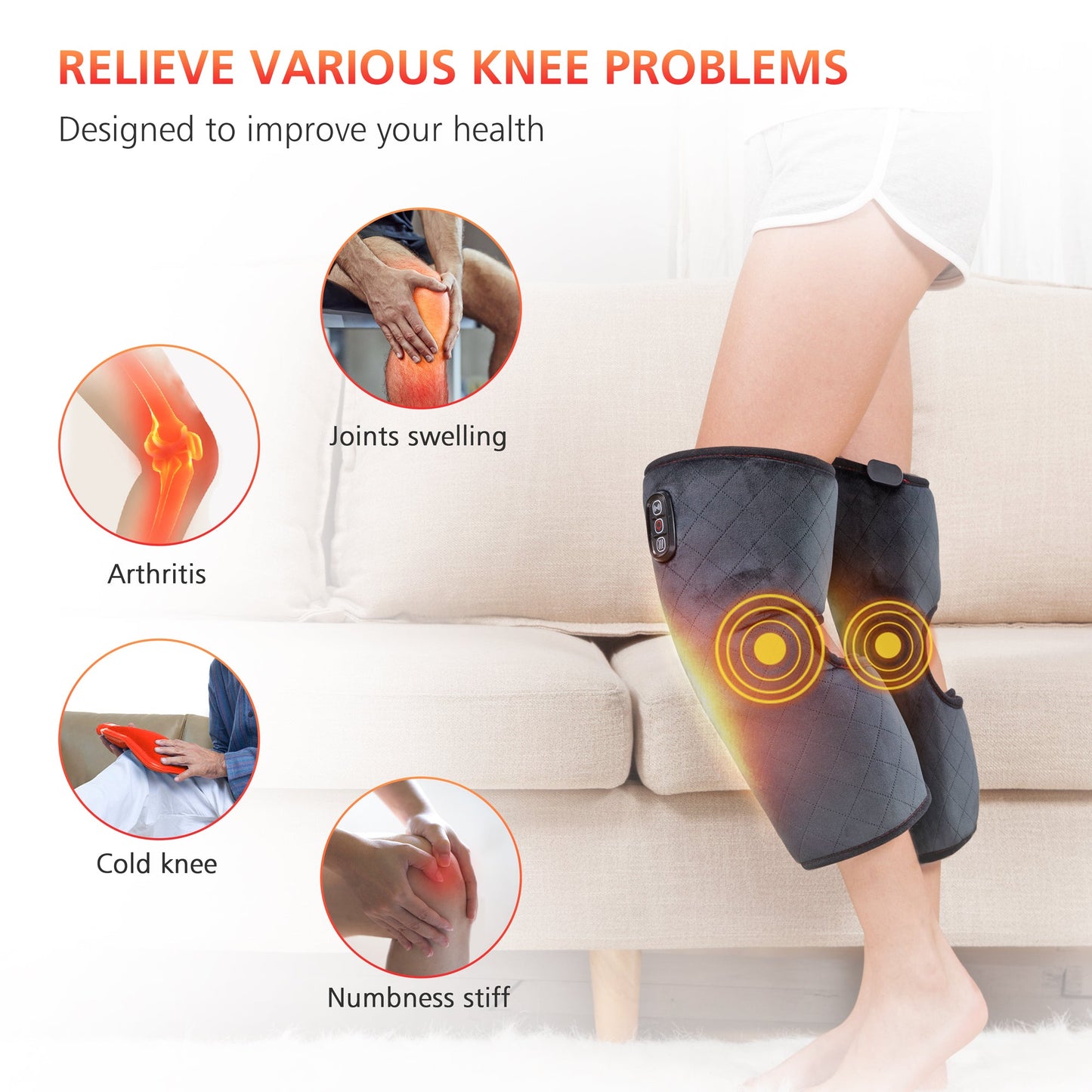 Comfier Knee Massager with Heat, Vibration Heating Pad for Knee, Knee Heating Pad for Relief, Heated Knee Brace Wrap for Stress Relief(Small Size) CF-5701SM