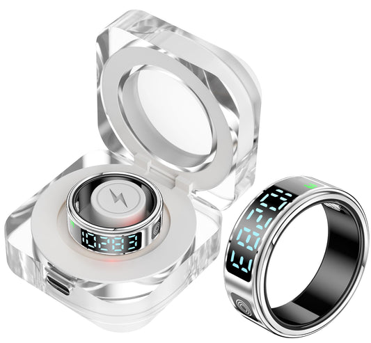 SR08 Smart Ring with Display Fitness Tracker Heart Rate Monitor Sleep Tracker TikTok Scrolling Ring Step Counter Pedometer Fitness Ring Waterproof Health Smart Rings for Men Women Anillo inteligente