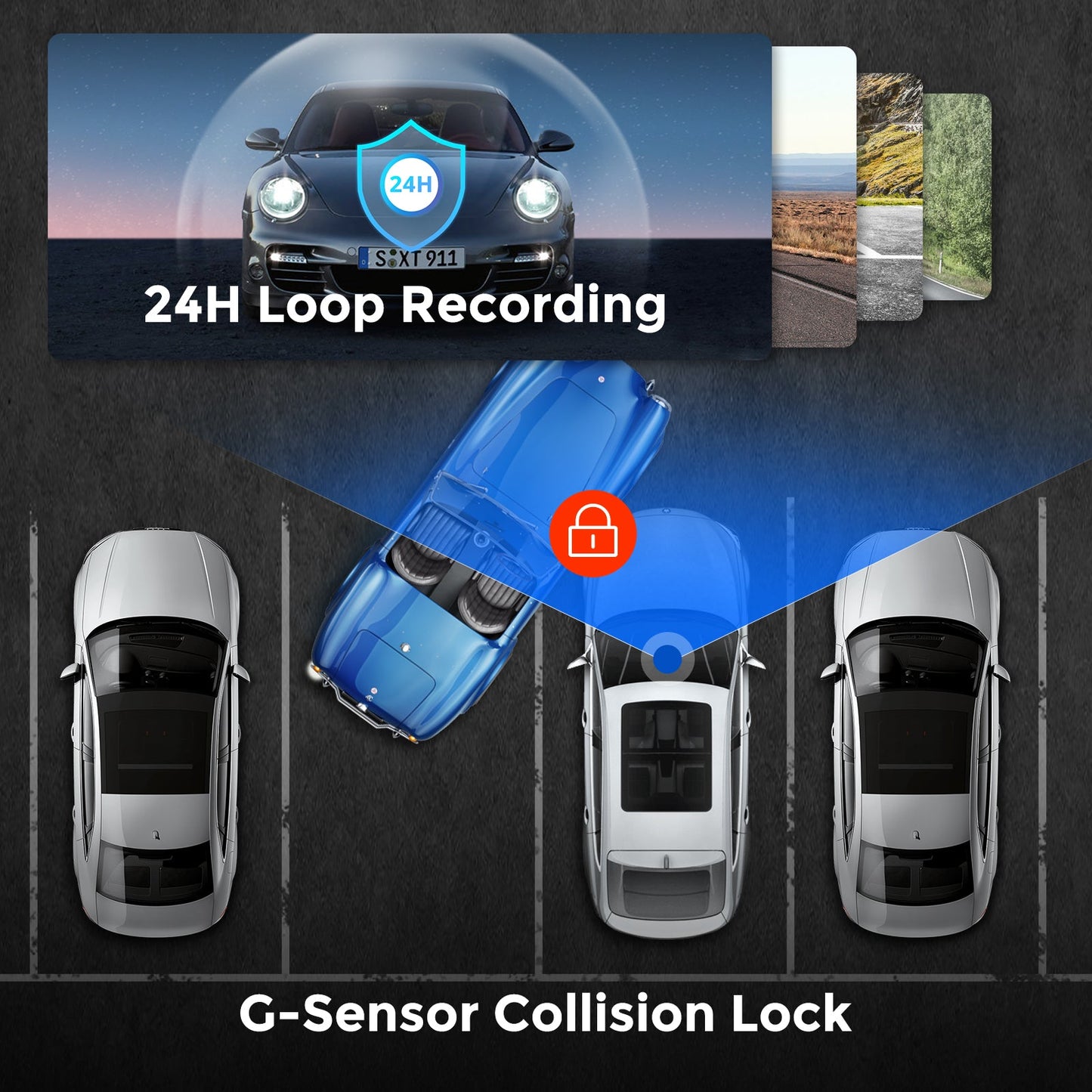 AZDOME M27 1CH Dash Cam 2K with 3" Display 24H Parking Mode