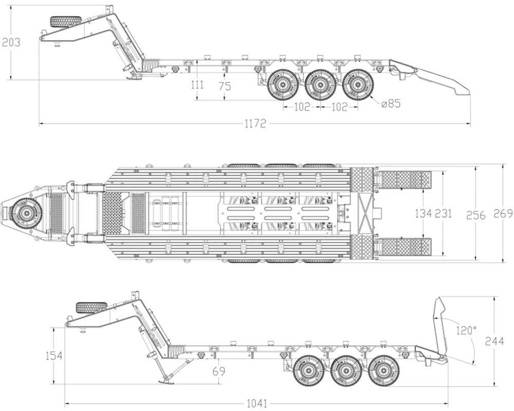HG P806 1:12 U.S. M747 SEMI Trailer RTR/DIY For HG-P801/P802 M983 US Army Military Truck