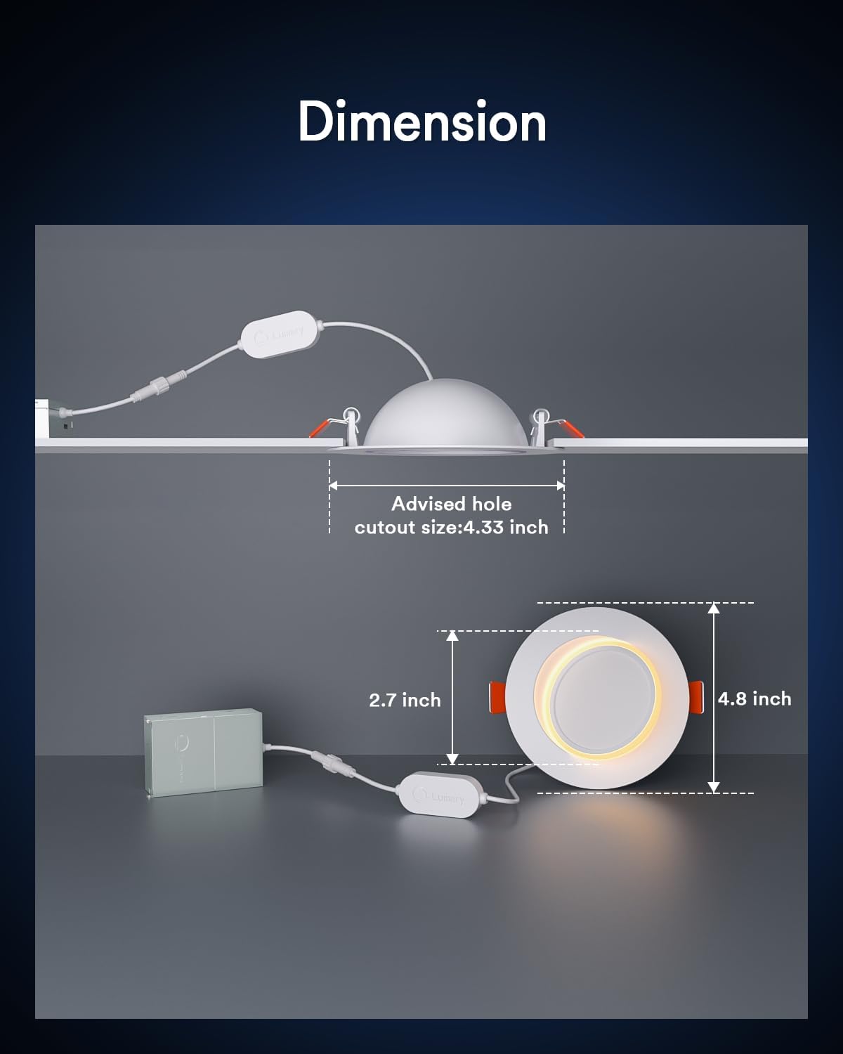Lumary RGBAI Gimbal Smart Recessed Lighting 4 Inch Pro, 9w 780LM