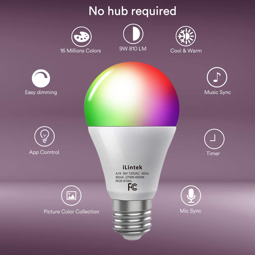 لمبة LED بتقنية البلوتوث iLintek A19 (عبوة واحدة)