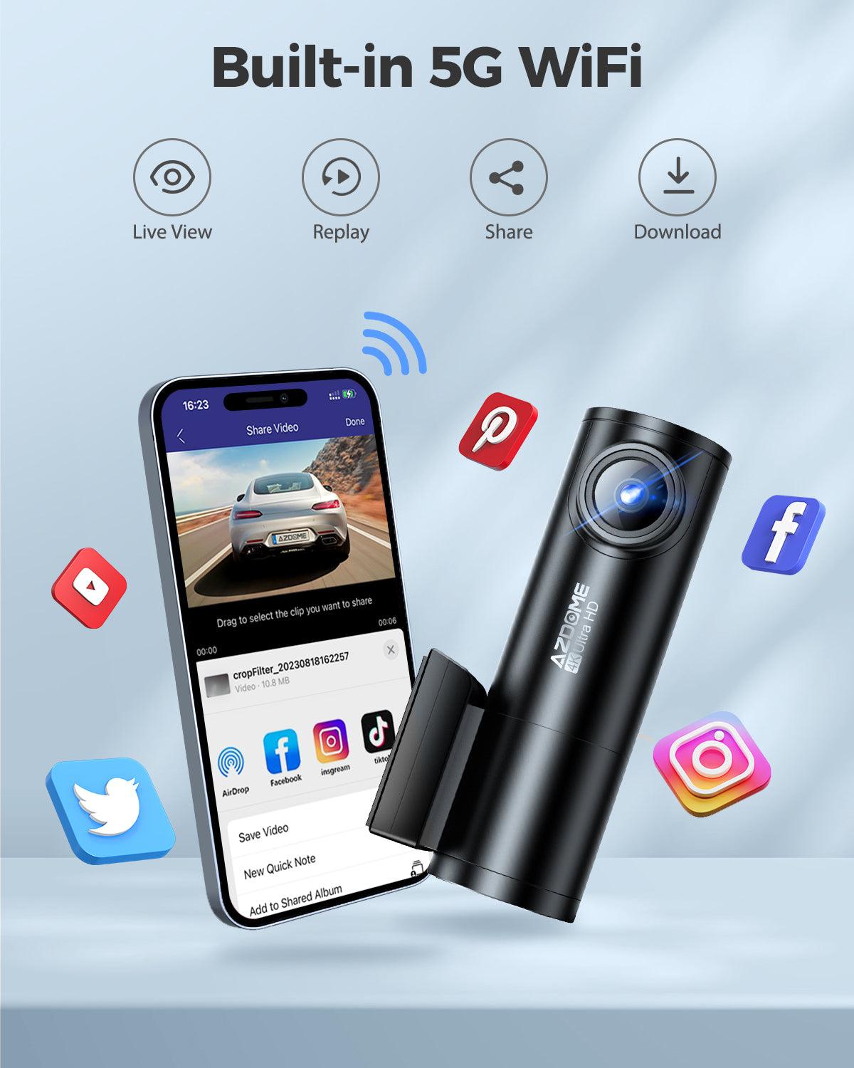 AZDOME M300S 2CH Dash Cam 4K with 5.8G WiFi GPS Voice Control WDR Night Vision 24H Parking Mode