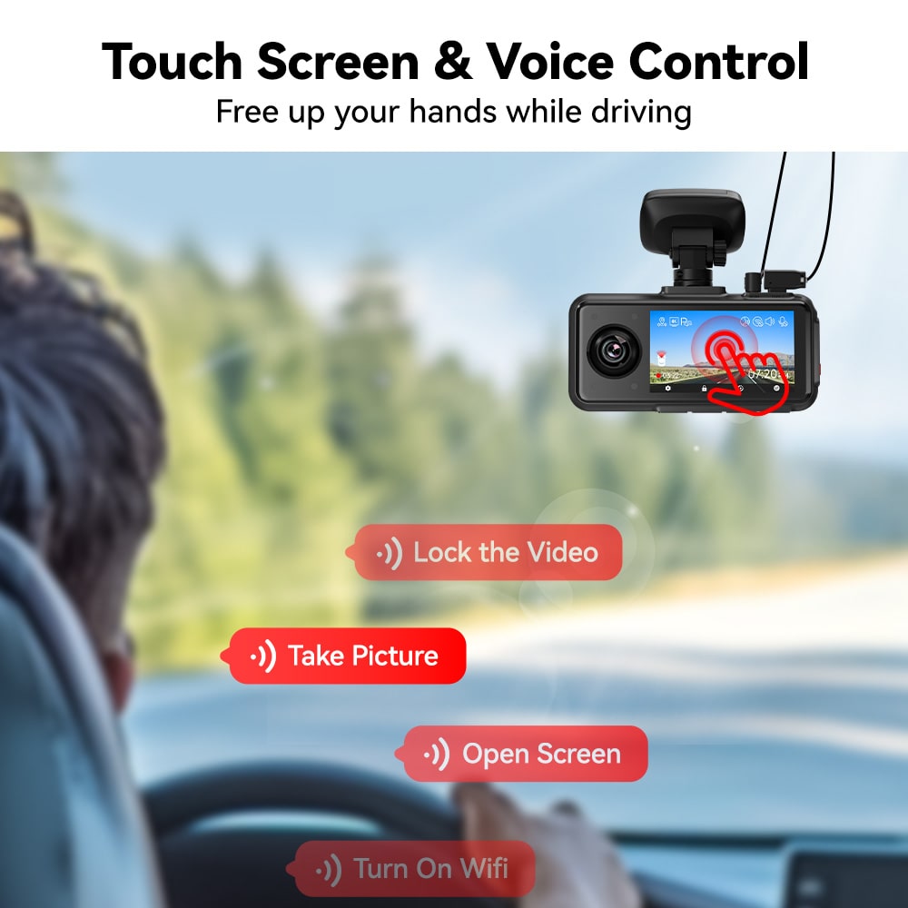 Redtiger A6 2.5k+1080P+1080P 3-Channel 5.8GHz Wifi Dash Cam