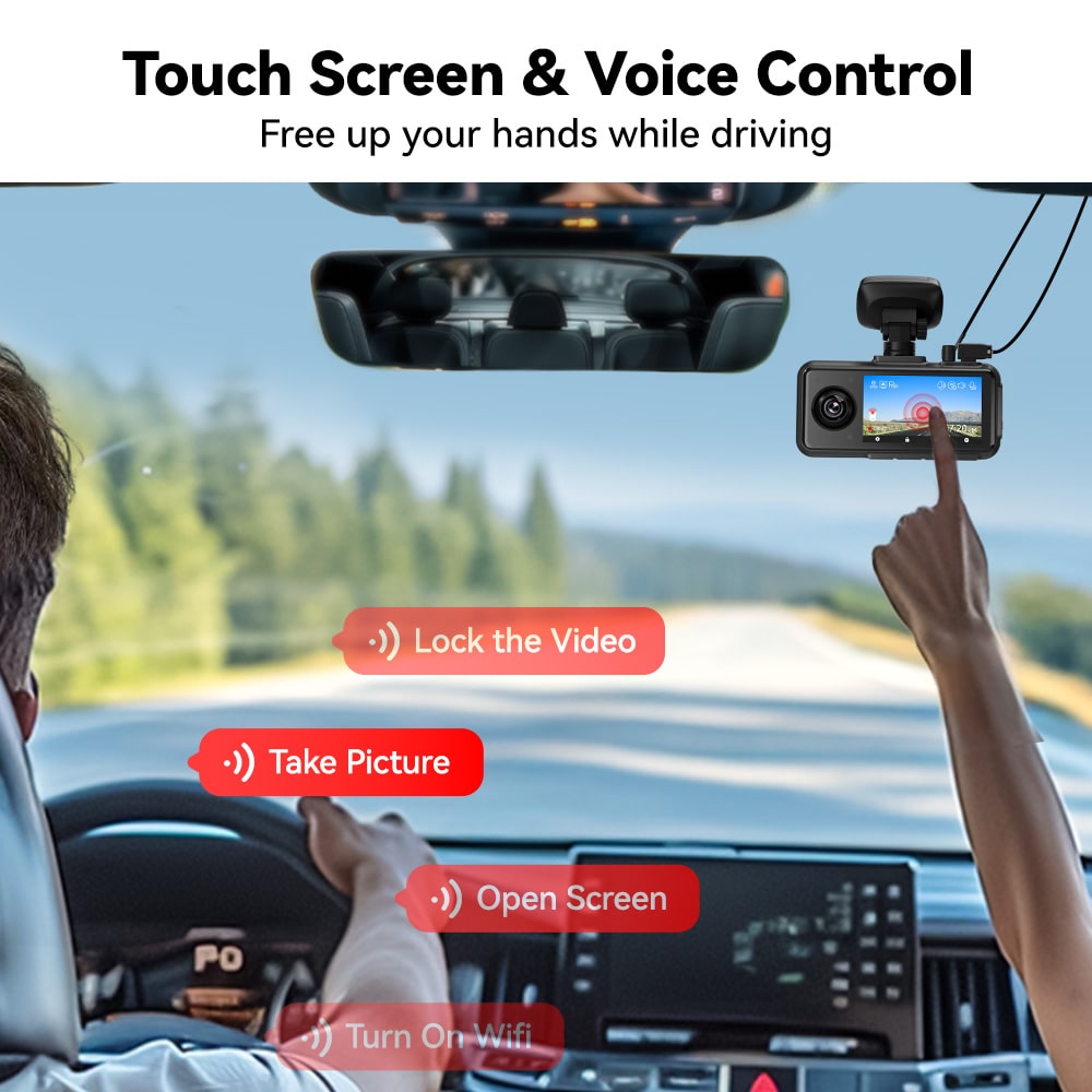 Redtiger A6 2.5k+1080P+1080P 3-Channel 5.8GHz Wifi Dash Cam