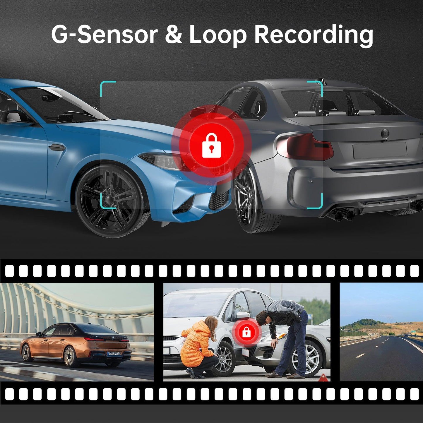AZDOME M300 1CH Dash Cam 1296P with Voice Control 24H Parking Mode