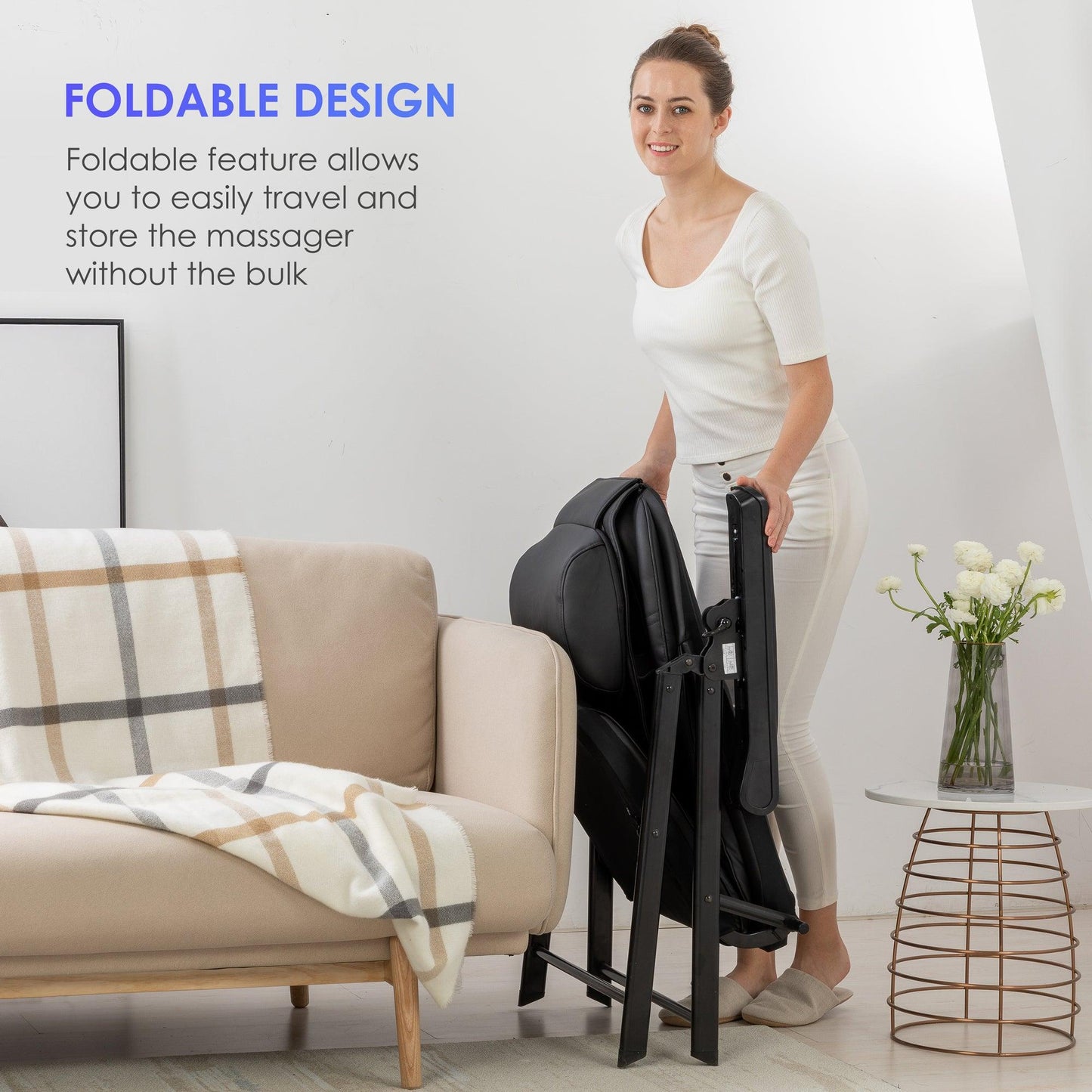 Comfier Portable Folding Massage Chair-Shiatsu Neck and Back Massager with Heat CF-9202