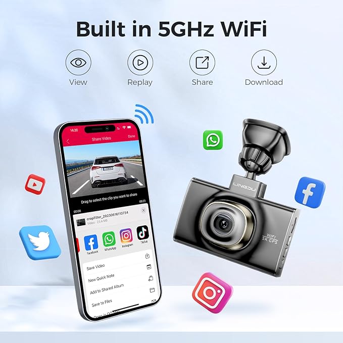 LINGDU LD02 3CH Dash Cam 4K with 3" Screen Super Night Vision 24H Parking Mode