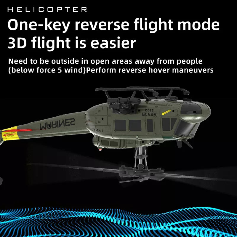 RCERA C032 UH-1 Huey RC Helicopter 6CH 1/48 6-axis Gyro Barometer Altitude Determination Optical Flow Positioning TOF Laser Radar Aerobatic Helicopter
