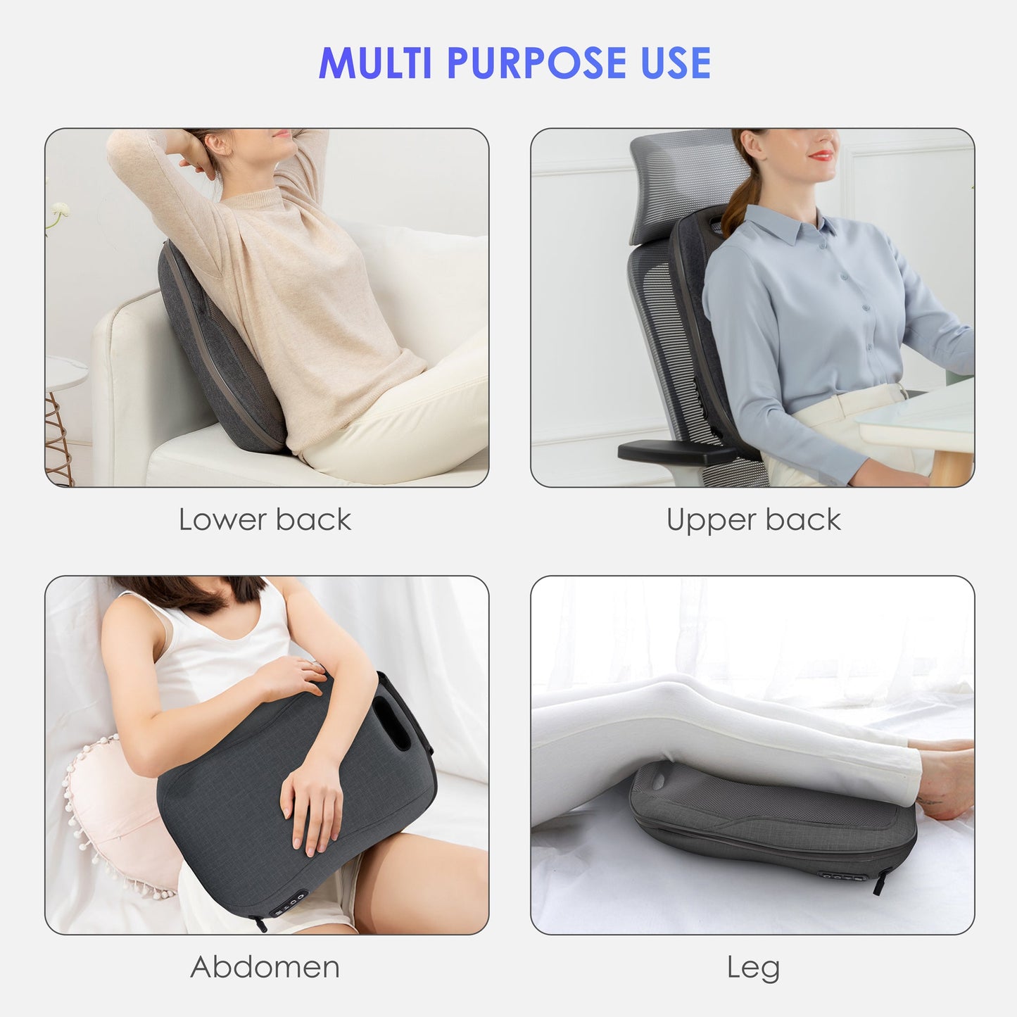 Comfier Cordless Back Massager with Heat, Rechargeable Shiatsu Massage Chair Pad CF-1902C-CA