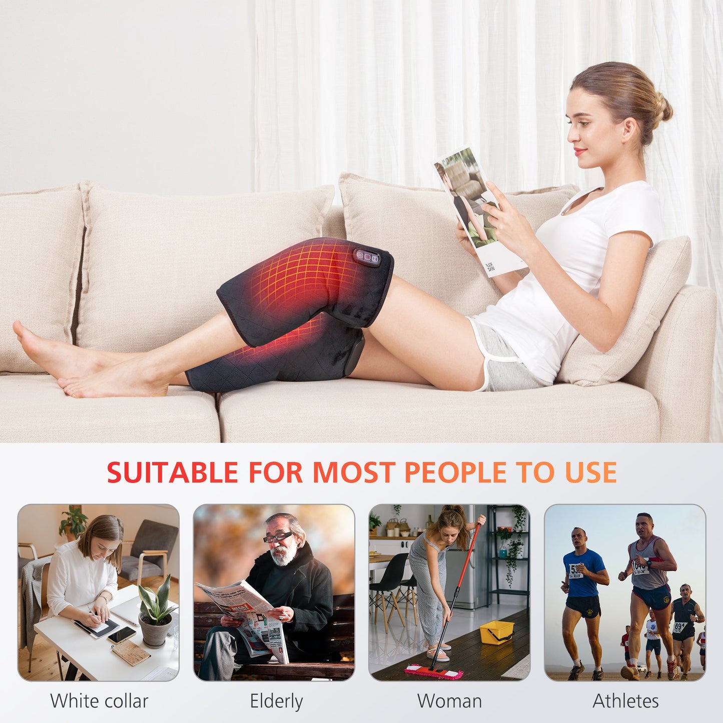 Comfier Knee Massager with Heat, Vibration Heating Pad for Knee, Knee Heating Pad for Relief, Heated Knee Brace Wrap for Stress Relief(Small Size) CF-5701SM