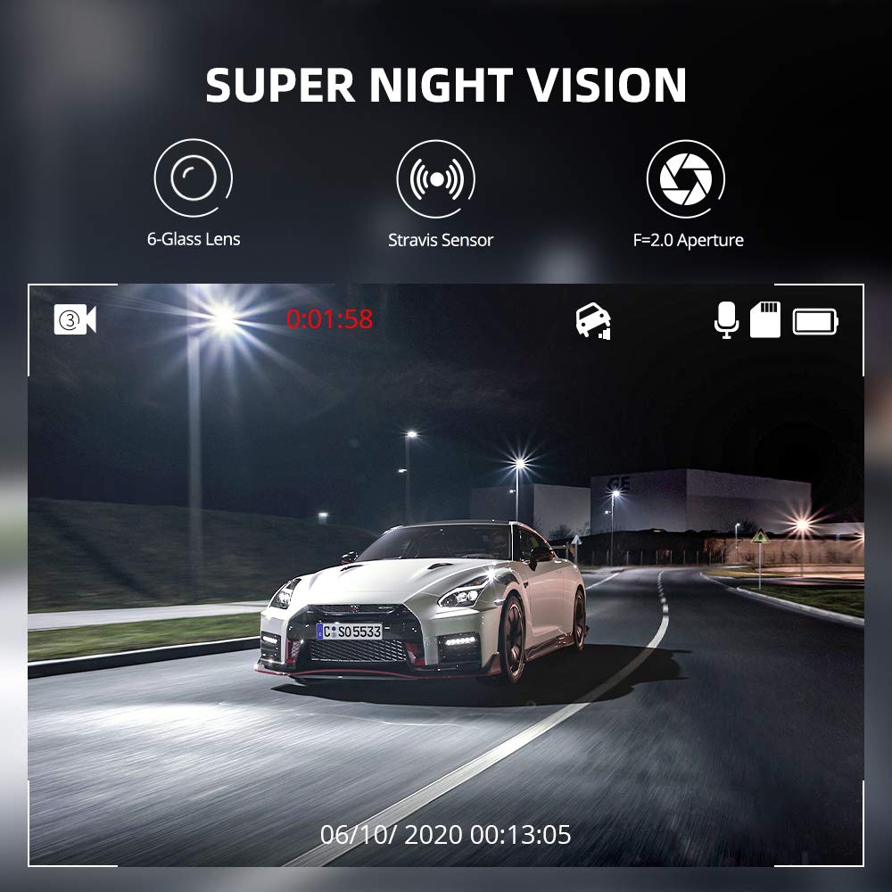 AZDOME M01 Pro 2CH Dash Cam 1080P with ADAS 3" Screen 24H Parking Mode