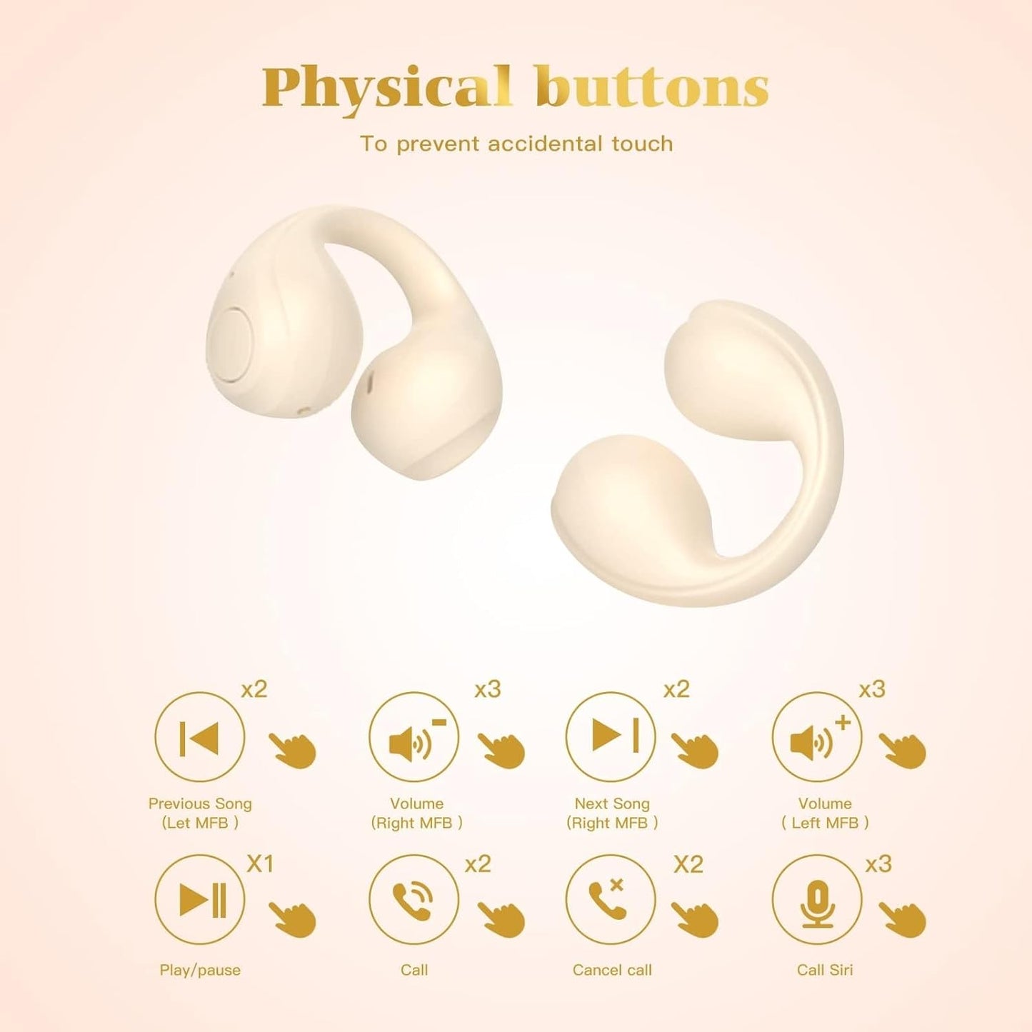 Wireless Open Ear Ear Clip On Bone Conduction Headphones Headset Bluetooth Earclip Open Ear Air Bone Conduction Earbuds Earphones Head Phones Outer Bone Conducting Headphones Earphones