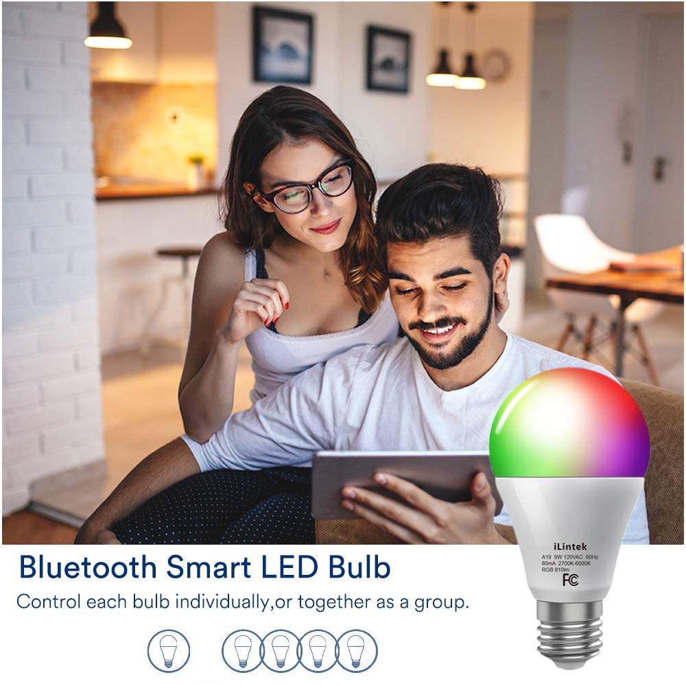 لمبة LED بتقنية البلوتوث iLintek A19 (عبوة واحدة)