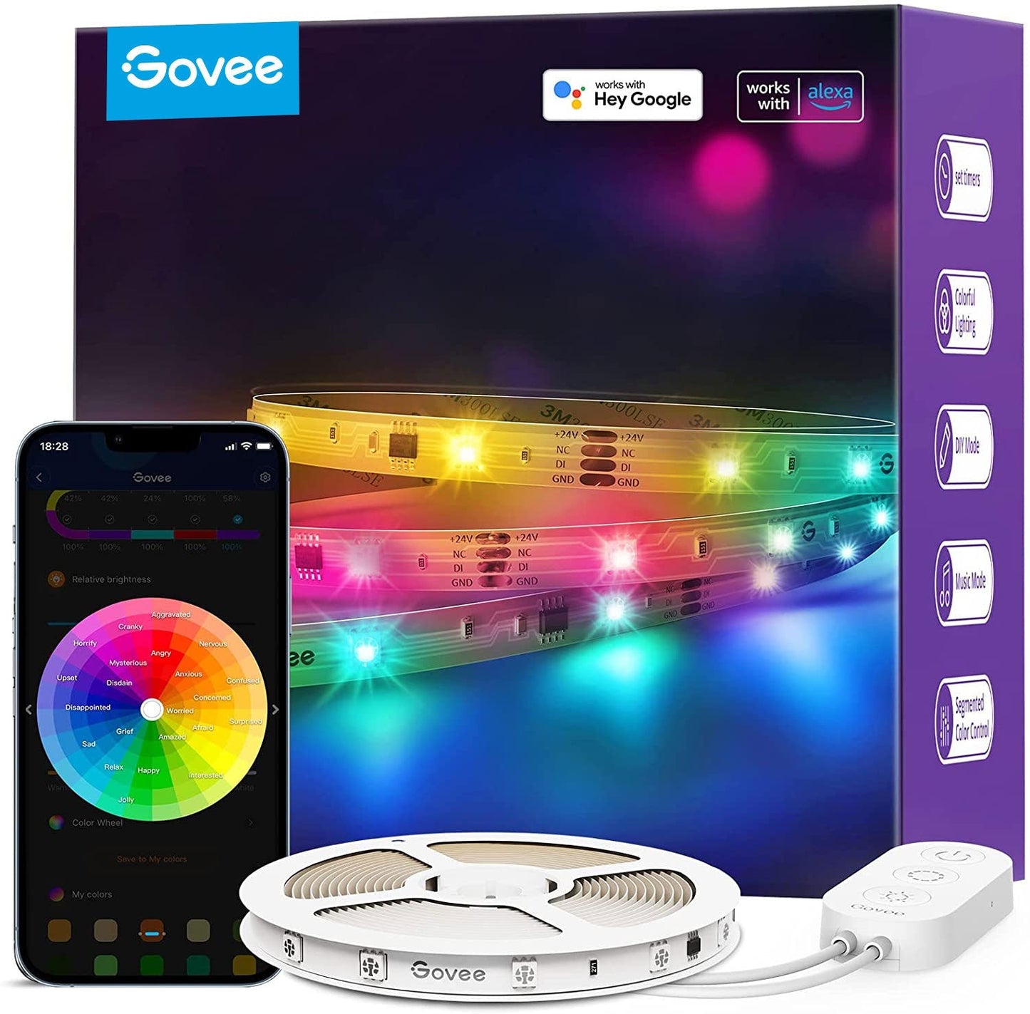 Refurbished RGBIC Basic Wi-Fi + Bluetooth LED Strip Lights