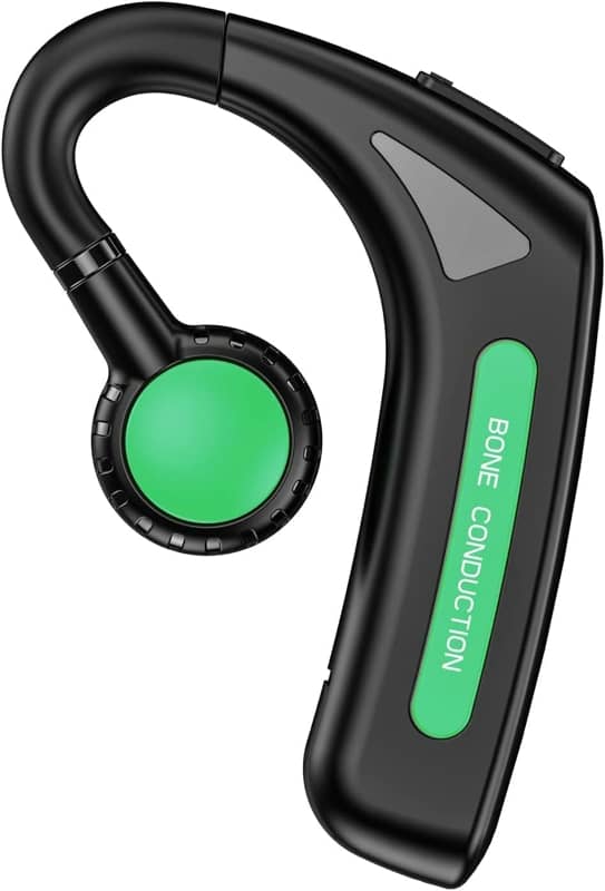 Open Ear Headphones Bluetooth Single Bone Conduction Wireless Earbuds with Earhooks Microphone Earphones Waterproof Long Battery Life Earpiece for Workout Sports Running Android iOS Non Ear Plug