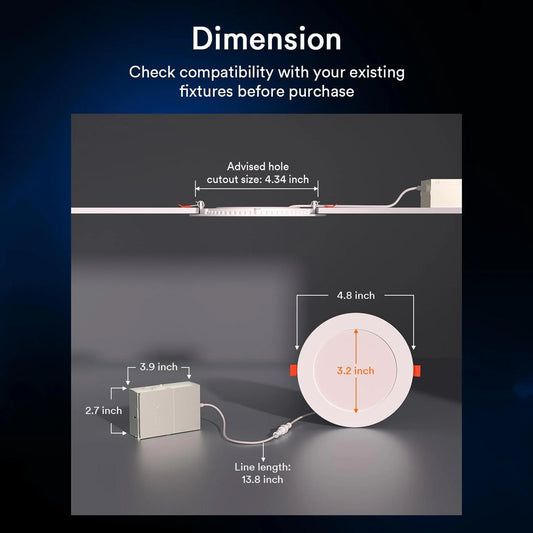 Iluminación empotrada inteligente Lumary Wi-Fi sin cables de 4 pulgadas, 12 unidades
