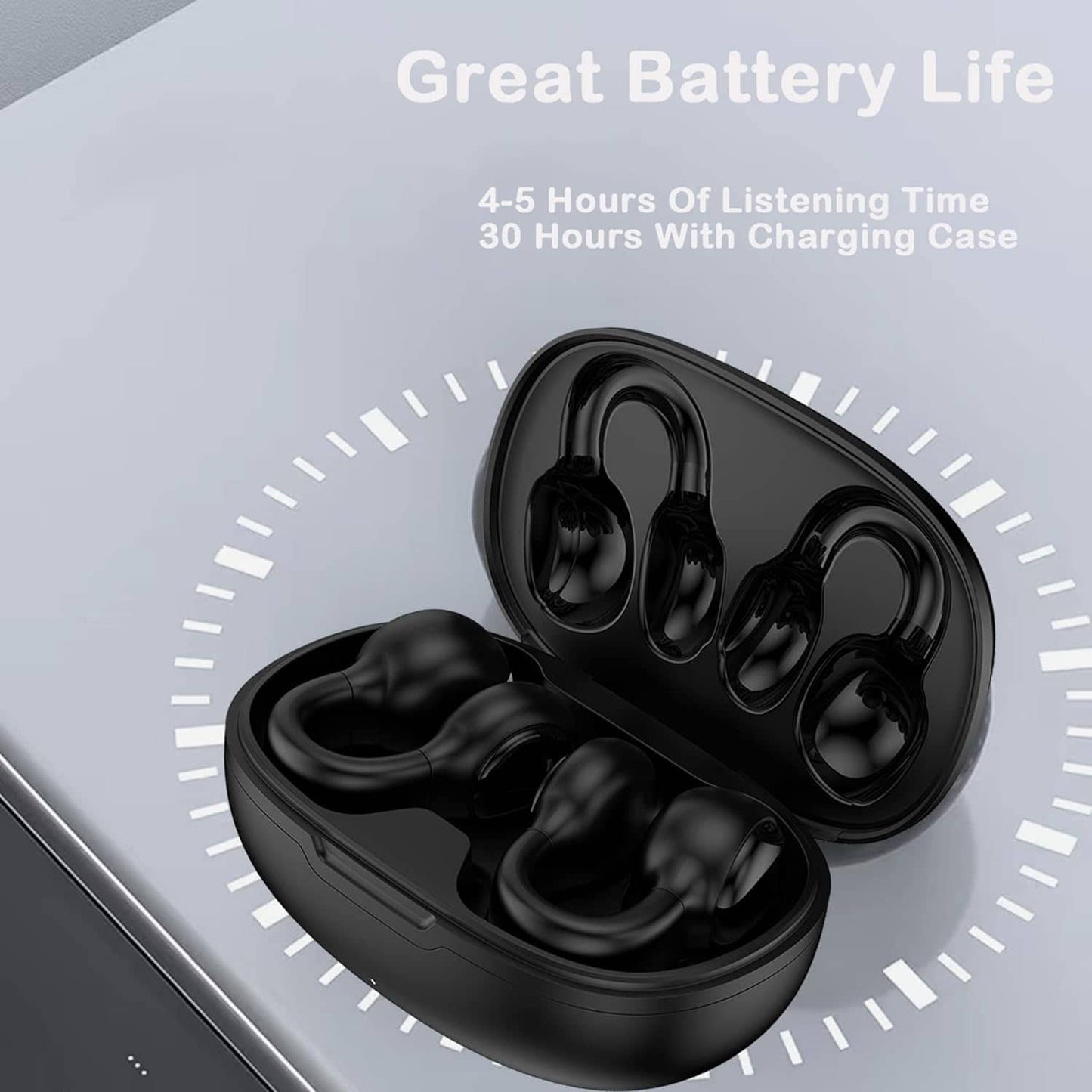 Wireless Bluetooth Ear Clip Air Bone Conduction Headphones Headset Earclip Earphones Induction Bone Conduction Earbuds Head Set Bone Conducting Clip On Headphones Open Ear Earbuds Clip On