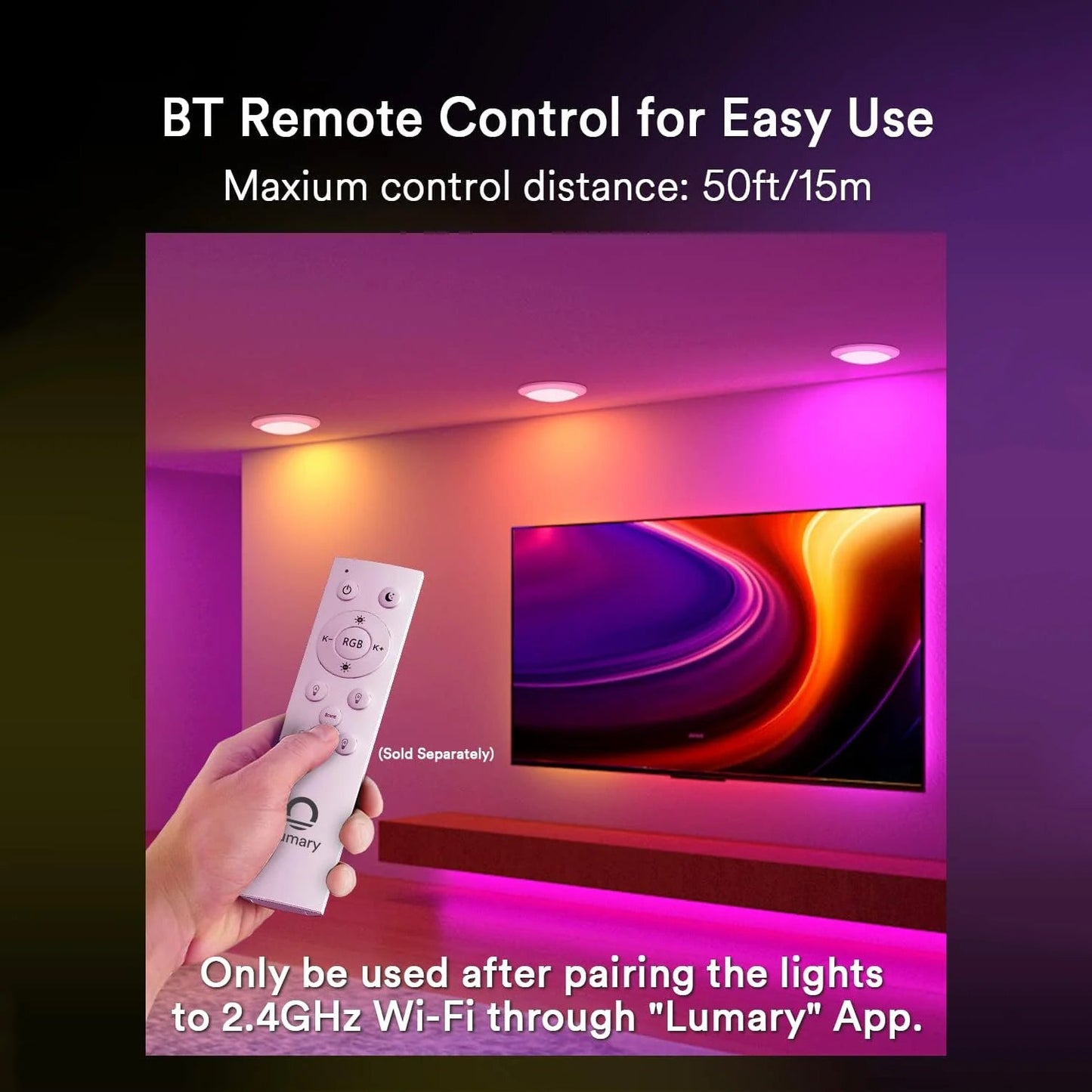 مصباح سقف ذكي LED من Lumary مزود بتقنية Wi-Fi وقرص 15 وات و5/6 بوصة، 4 قطع (طراز A)