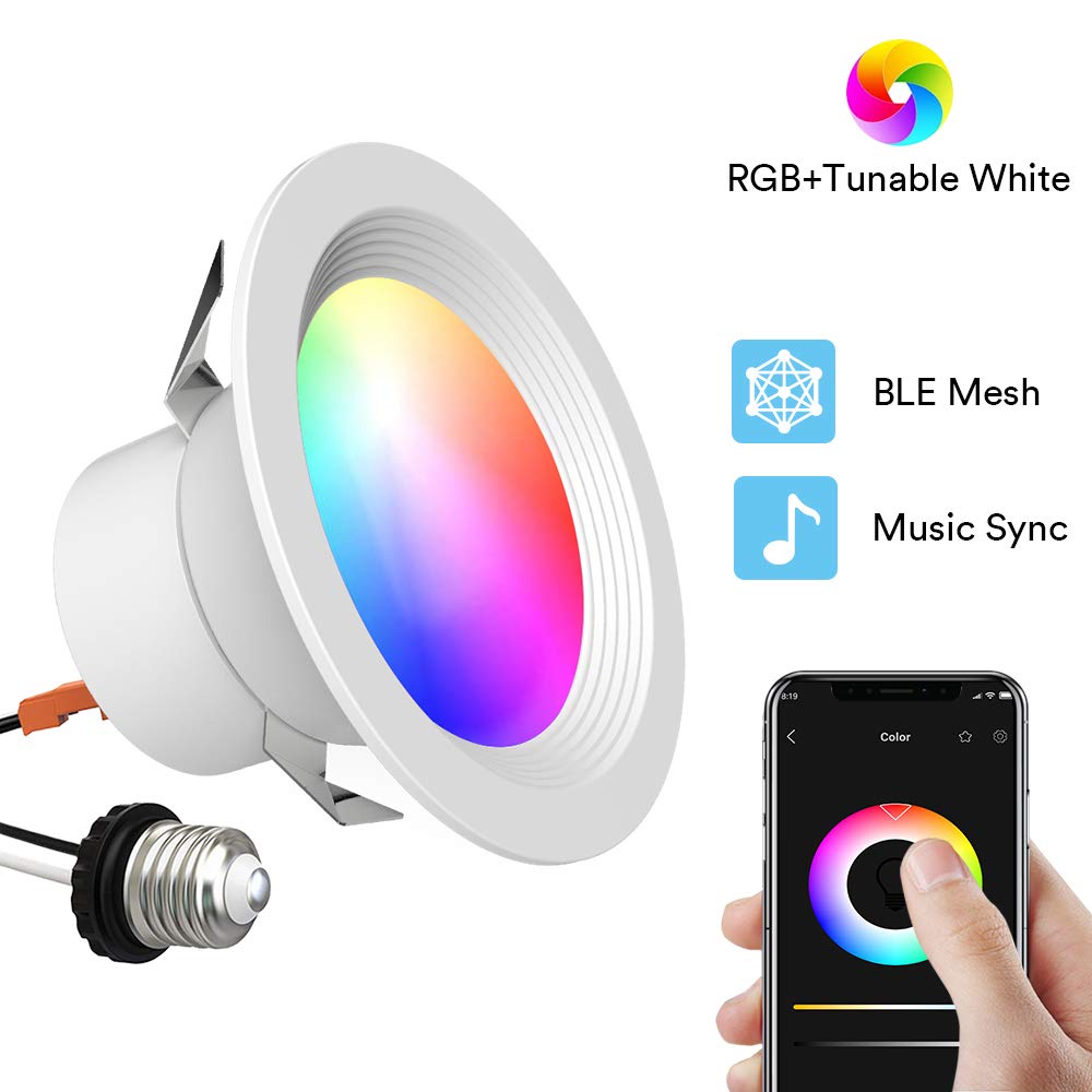 إضاءة iLintek الذكية المدمجة مقاس 4 بوصات بتقنية Bluetooth RGBWW